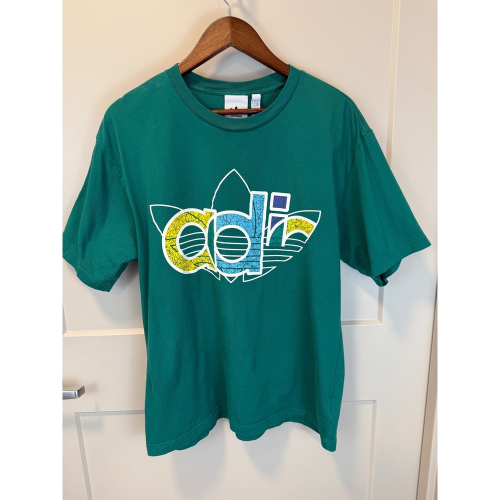 Adidas Originals Malachite Green Trefoil Tee Vintage Style Men's Size L‎